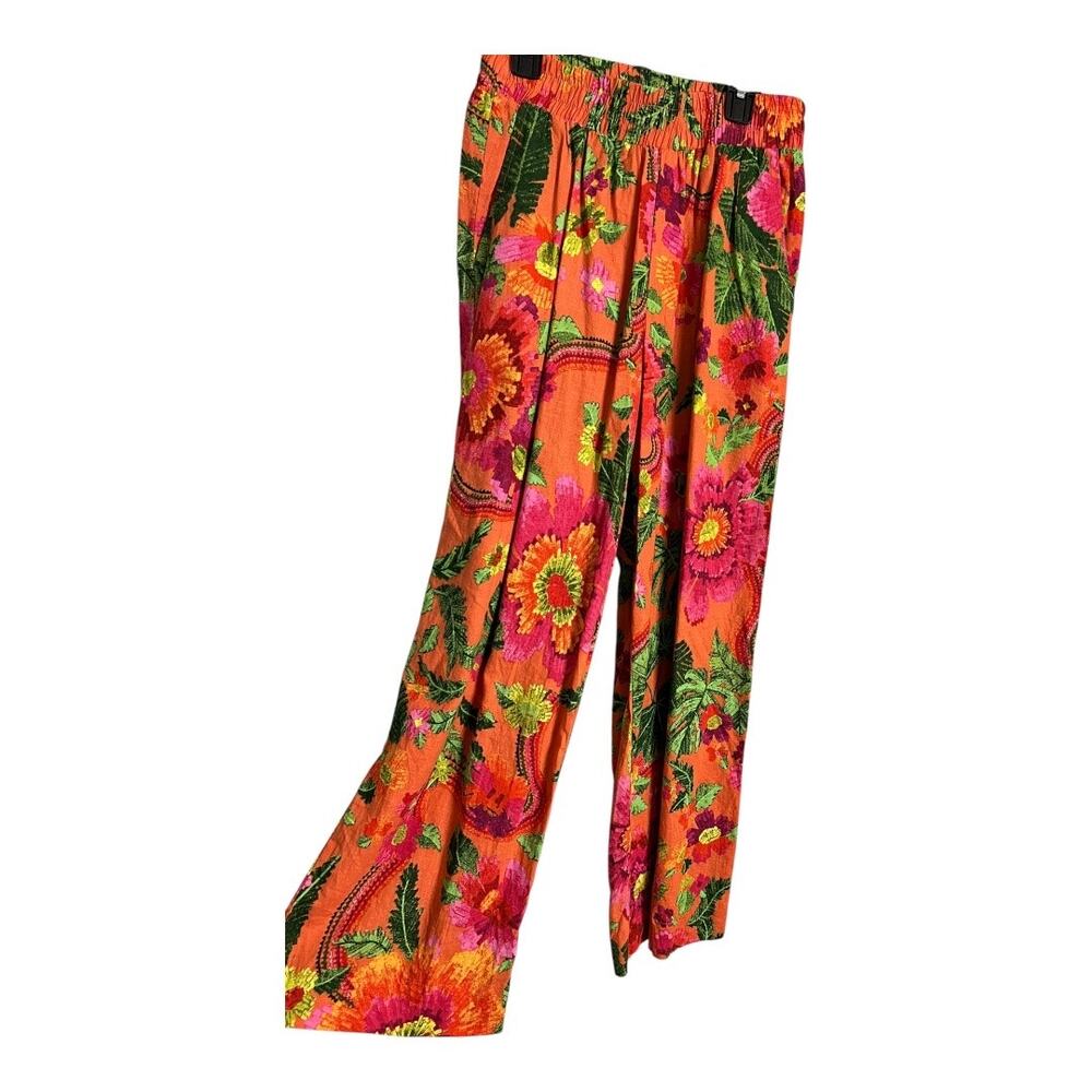 Cynthia Rowley Floral Linen Pants Tropical Small Rayon Loose Casual Cruise Vacay - Picture 4 of 7
